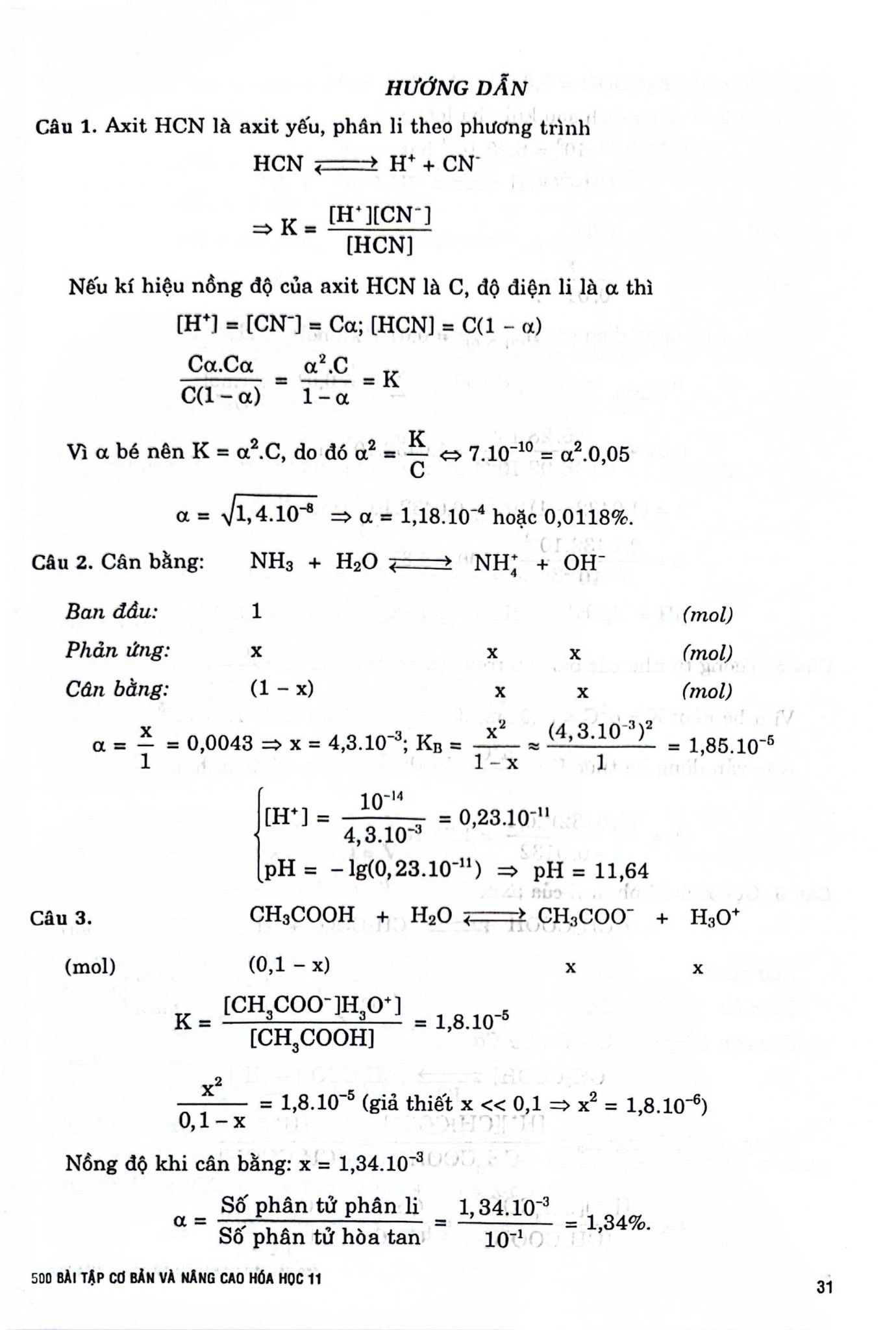 500 bài tập cơ bản và nâng cao hóa học 11 - Ảnh 5