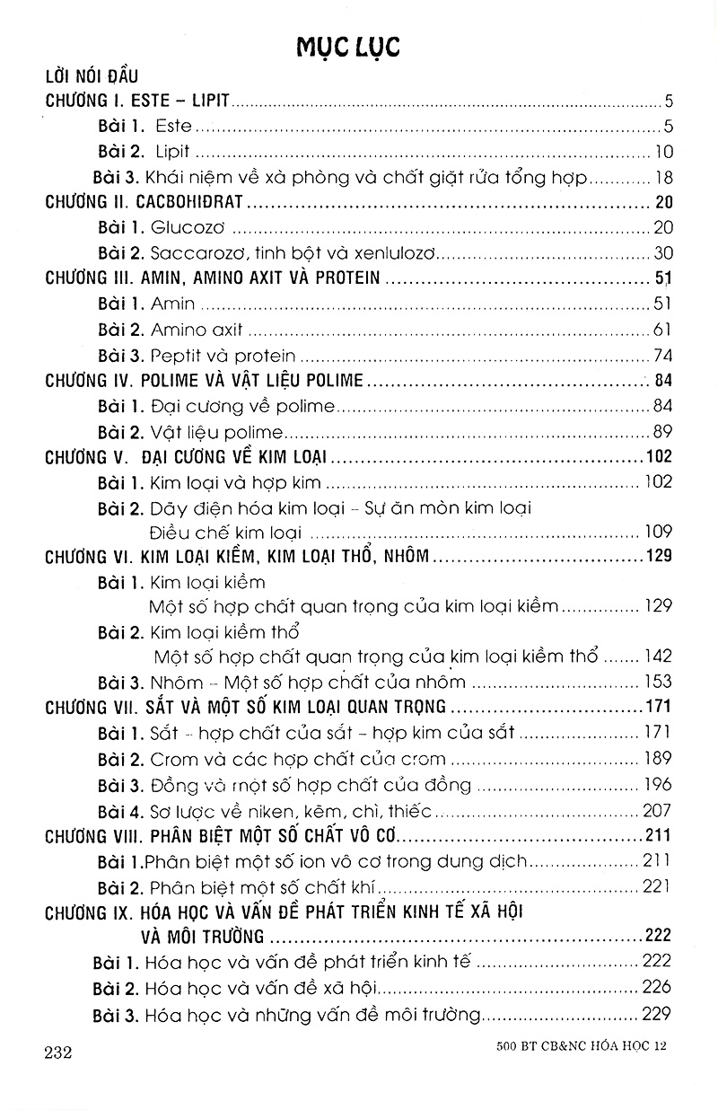 500 bài tập cơ bản và nâng cao hóa học 12 - Ảnh 2