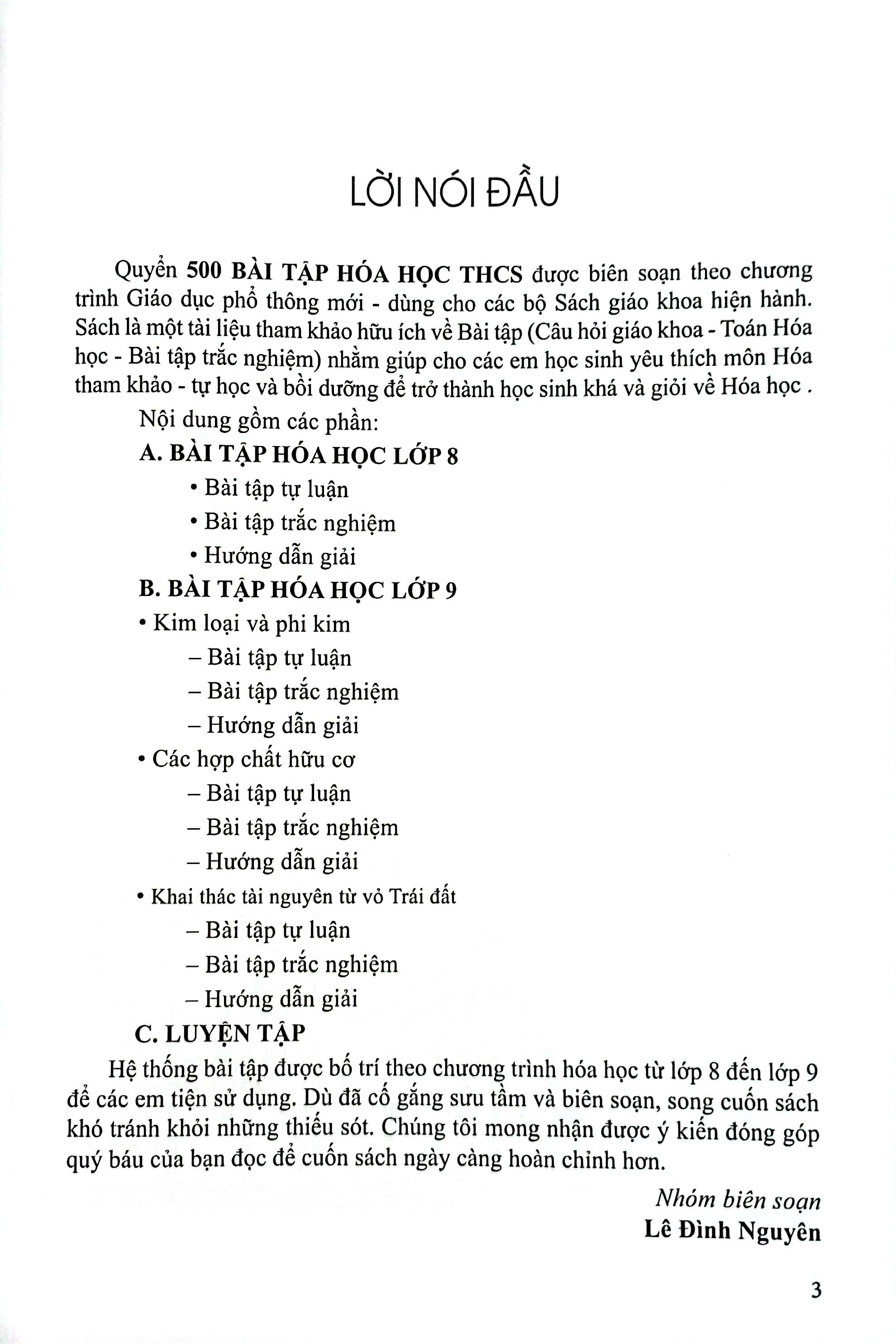 500 Bai Tap Hoa Hoc Trung Hoc Co So (Dung Cho Cac Bo SGK Hien Hanh) - Ảnh 4