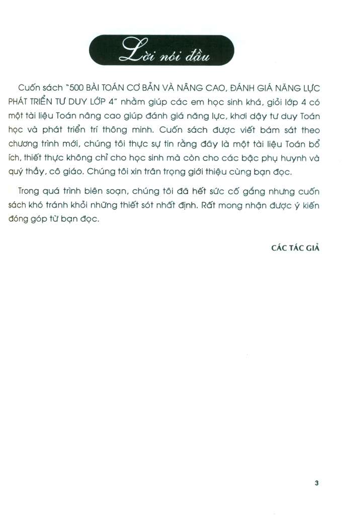 500 bài toán cơ bản và nâng cao đánh giá năng lực phát triển tư duy lớp 4 - Ảnh 3