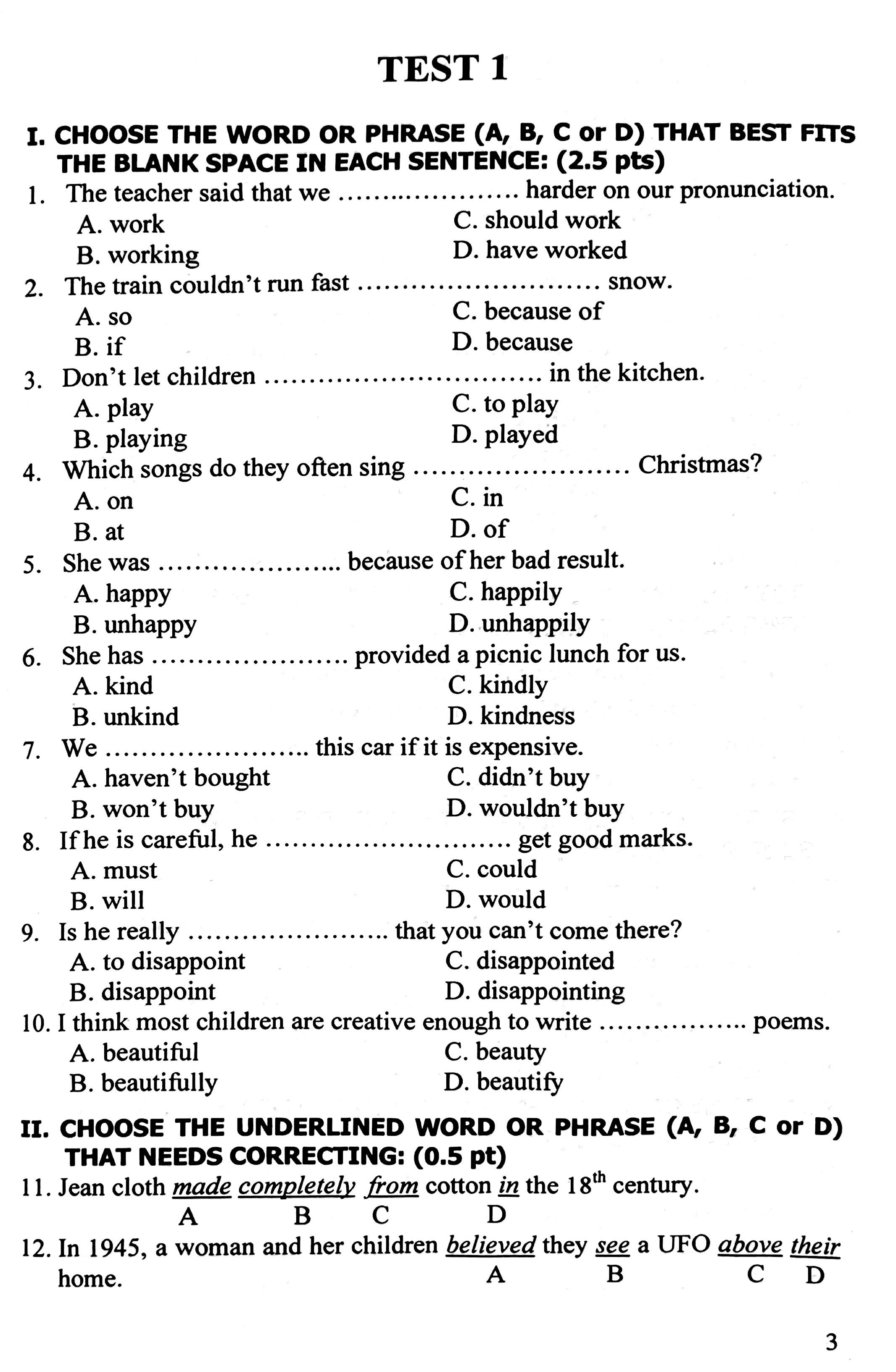 54 Đề Trắc Nghiệm Tiếng Anh Cho Học Sinh Lớp 9 Thi Vào Lớp 10 - Ảnh 3