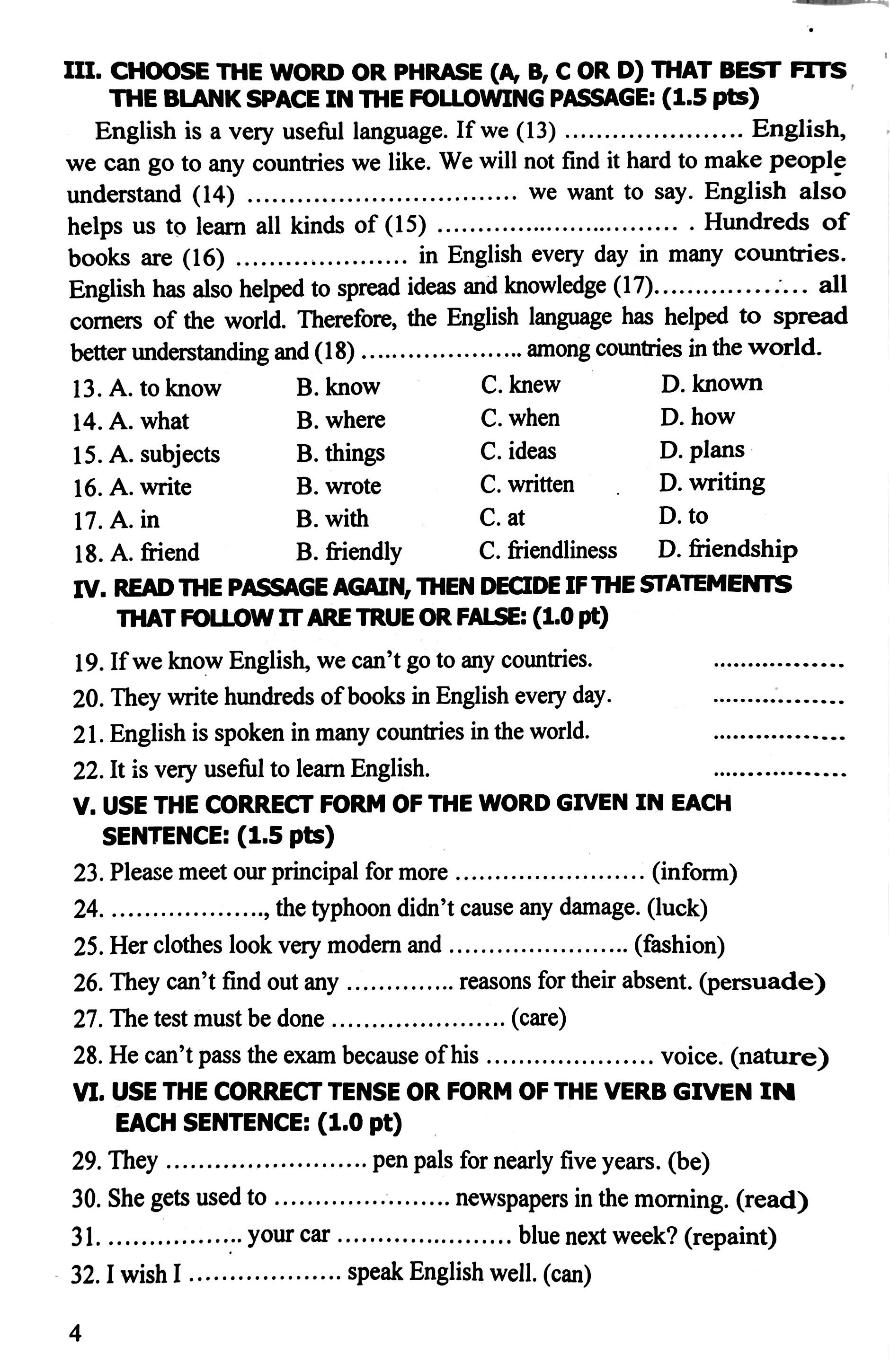 54 Đề Trắc Nghiệm Tiếng Anh Cho Học Sinh Lớp 9 Thi Vào Lớp 10 - Ảnh 4