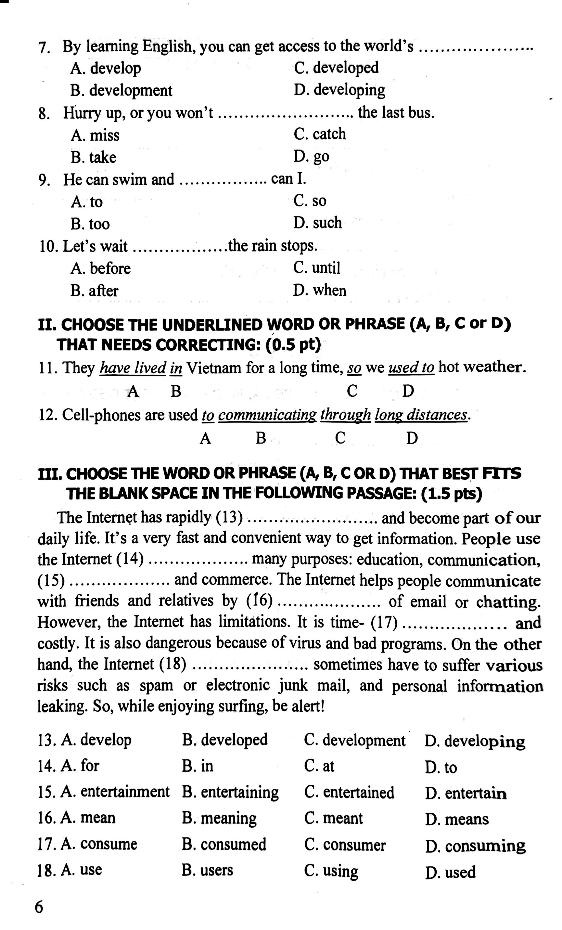 54 Đề Trắc Nghiệm Tiếng Anh Cho Học Sinh Lớp 9 Thi Vào Lớp 10 - Ảnh 6