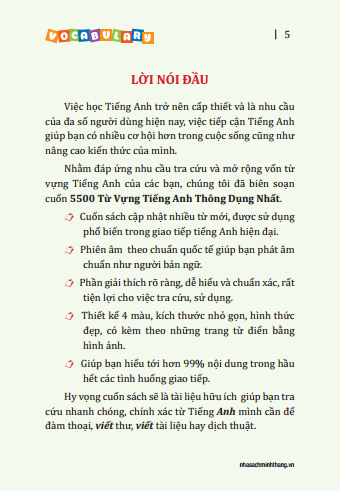 5500 từ vựng tiếng anh thông dụng nhất (bản màu) - tái bản - Ảnh 2