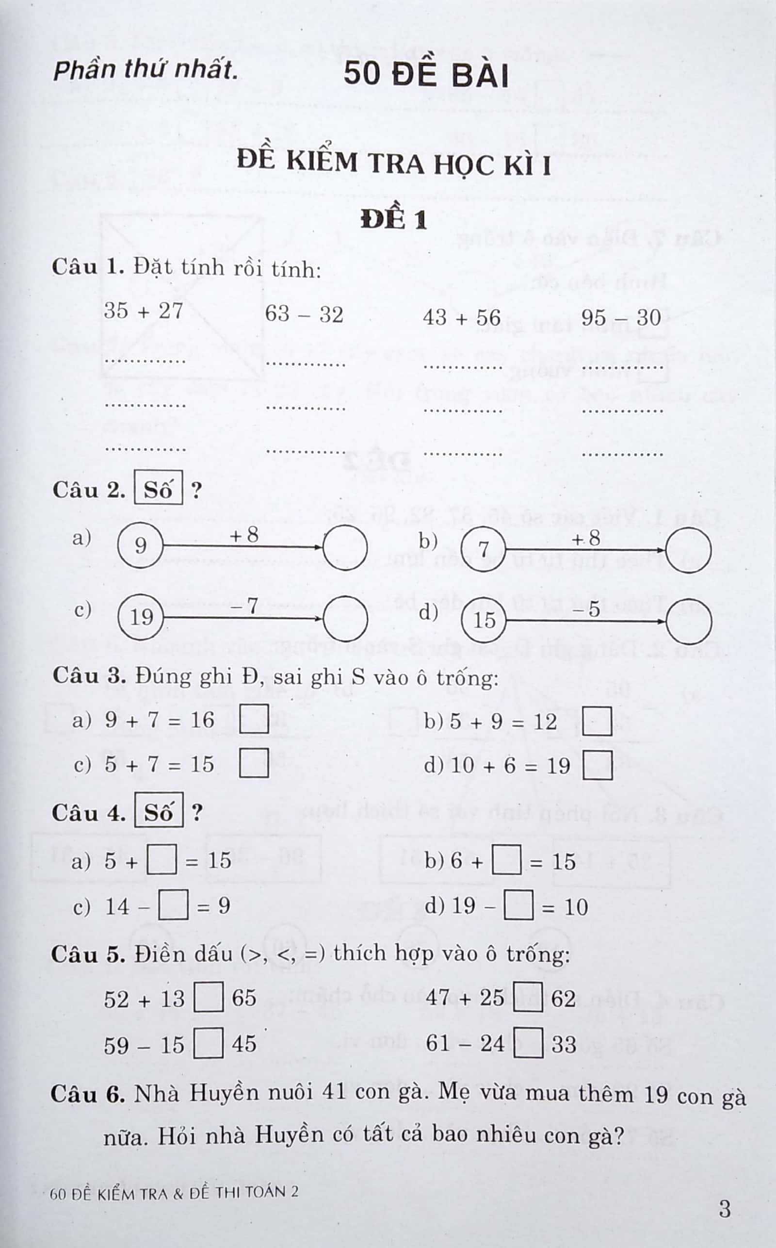 60 đề kiểm tra & đề thi toán 2 - Ảnh 4