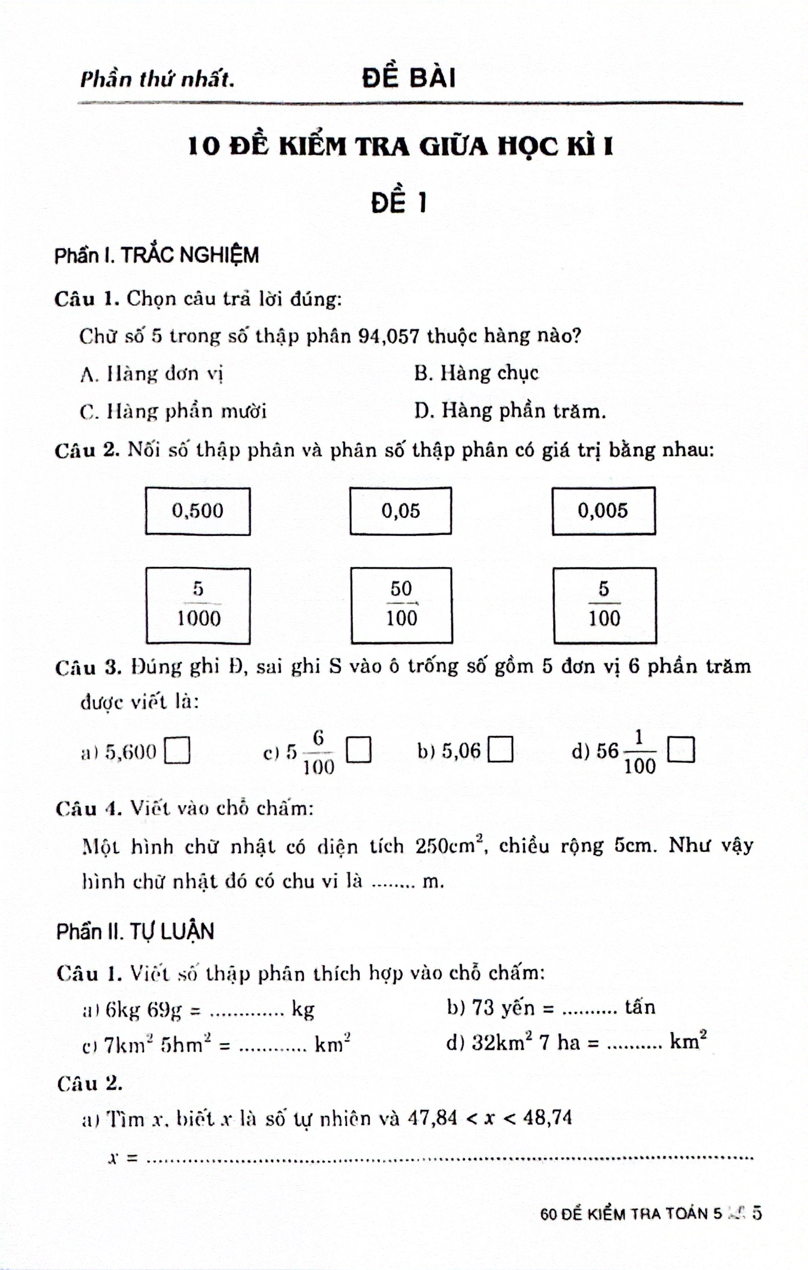 60 đề kiểm tra toán 5 (theo chương trình gdpt mới) - Ảnh 6