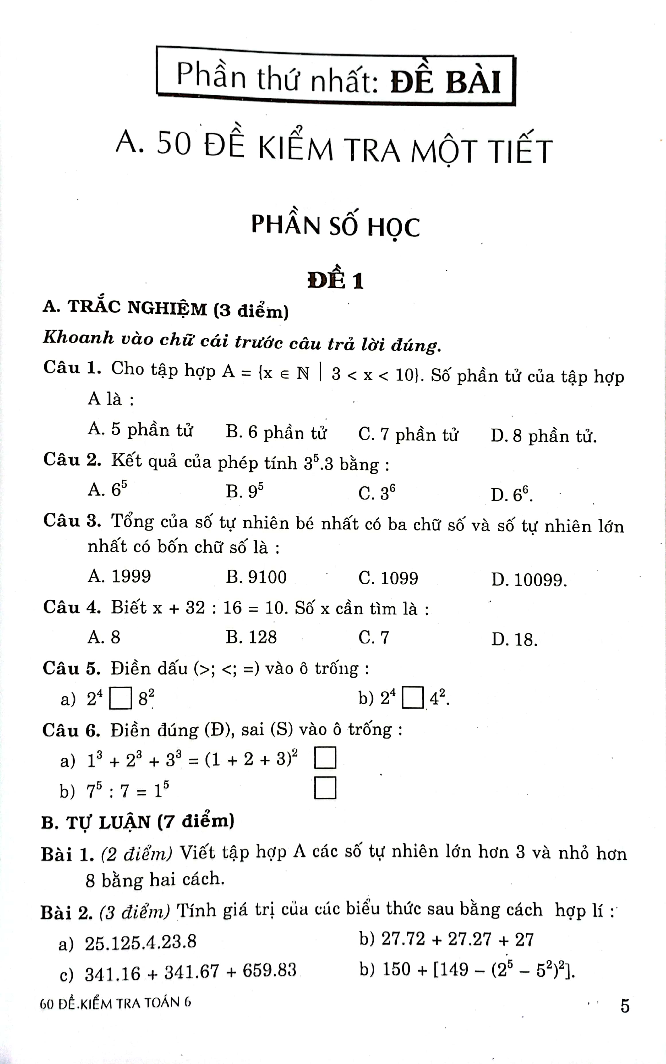 60 đề kiểm tra toán 6 (theo chương trình gdpt mới) - Ảnh 5
