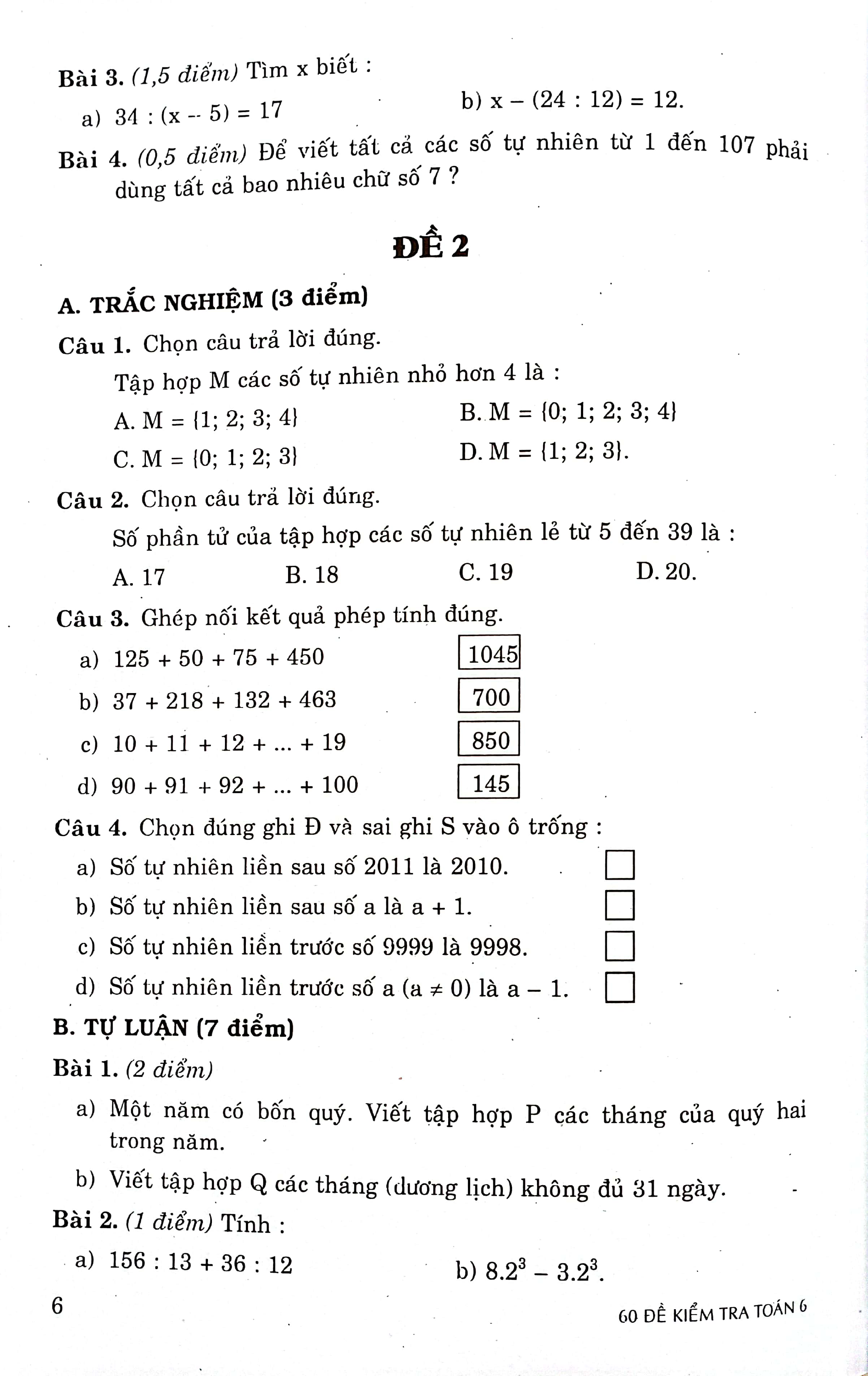 60 đề kiểm tra toán 6 (theo chương trình gdpt mới) - Ảnh 6