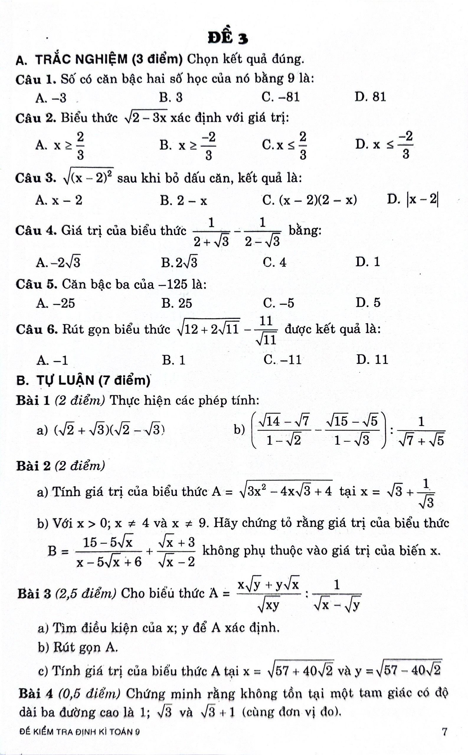 60 đề kiểm tra toán 9 (theo chương trình gdpt mới) - Ảnh 7
