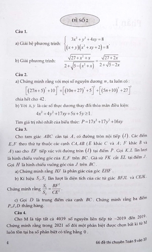 66 đề thi chuyên toán 9 vào 10 - trường chuyên, lớp chuyên - Ảnh 5
