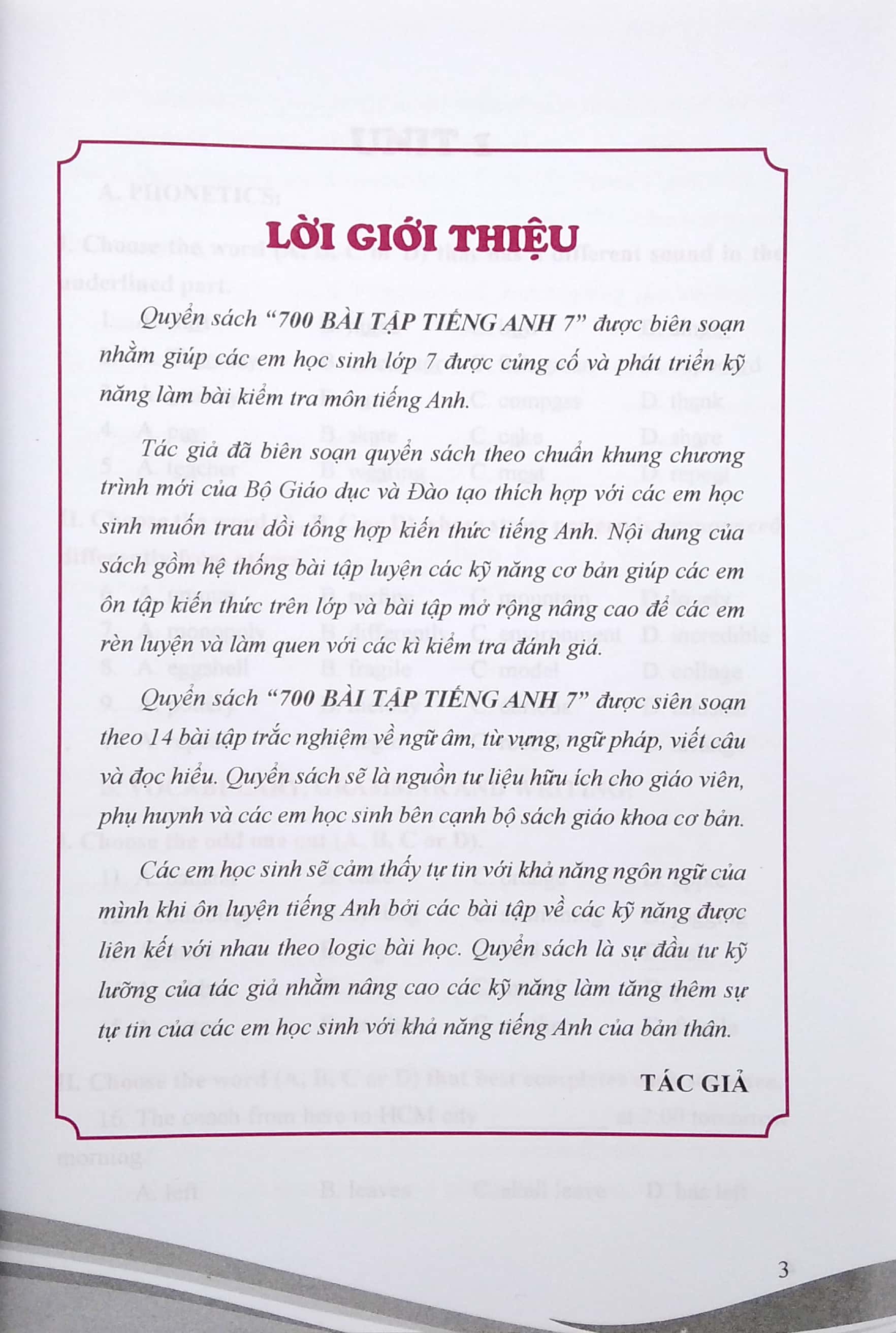 700 bài tập tiếng anh 7 (theo chương trình giáo dục phổ thông mới) - Ảnh 4