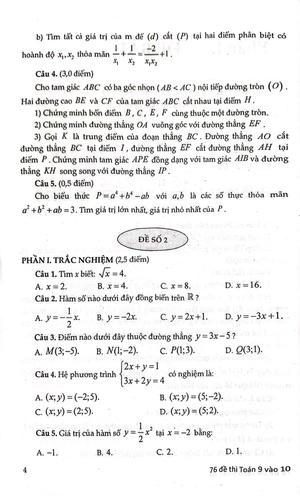 76 đề thi toán 9 vào lớp 10 (đại trà, không chuyên) - Ảnh 4