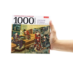 a japanese garden in summertime - 1000 piece jigsaw puzzle: a scene from the tale of genji, woodblock print (finished size 24 in x 18 in) - Ảnh 13