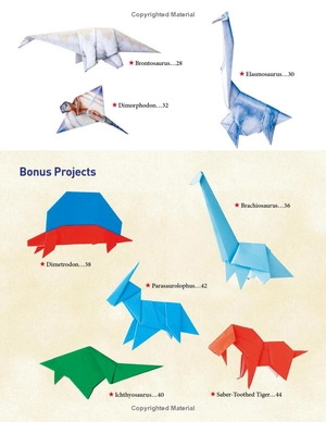 amazing origami dinosaurs: paper dinosaurs are fun to fold! (10 dinosaur models + 32 tear-out sheets + 5 bonus projects) - Ảnh 6