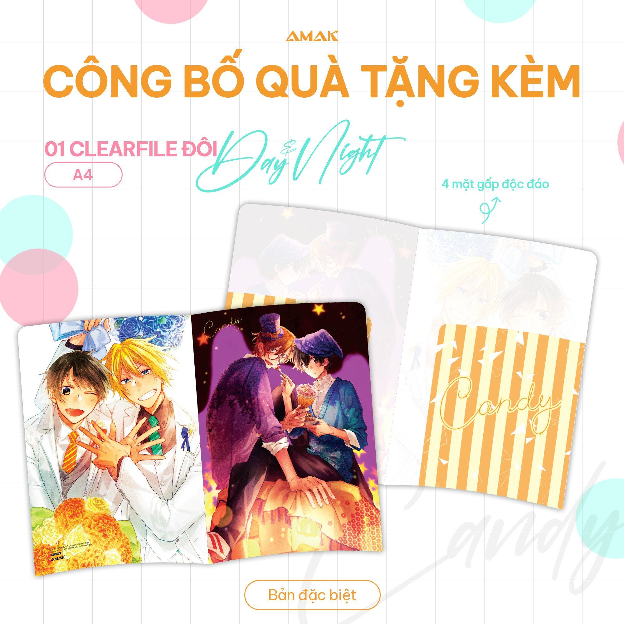 artbook candy - shou harusono art collection - bản đặc biệt - tặng kèm pop-up card tuổi thanh xuân + giá đỡ điện thoại forever youth + set 4 postcard sweet memories + clearfile đôi day and night a4 + poster a3 taisho + huy hiệu siêu cực đại donuts - Ảnh 6