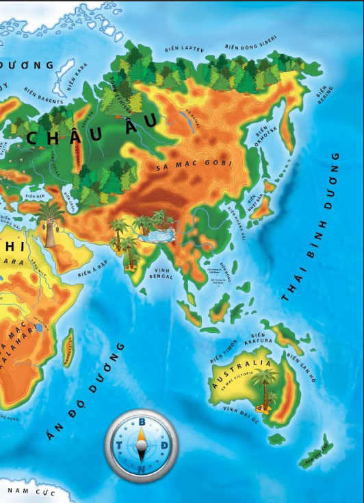 Atlas cho trẻ em - Hơn 100 Sticker và bản đồ địa hình siêu lớn - Ảnh 4