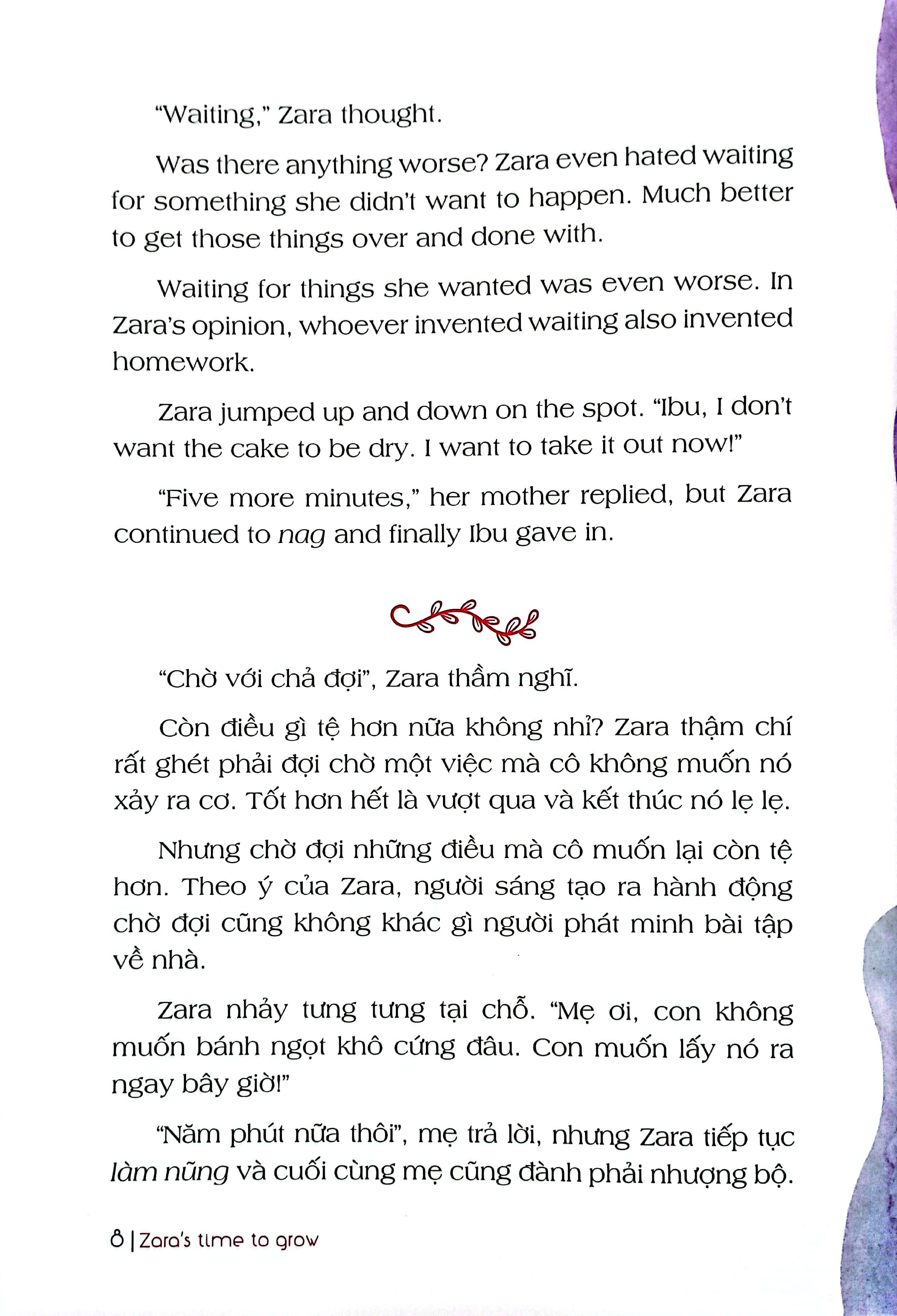bài học về tính kiên nhẫn - đã đến lúc zara lớn khôn (song ngữ anh - việt) (tái bản 2024) - Ảnh 7