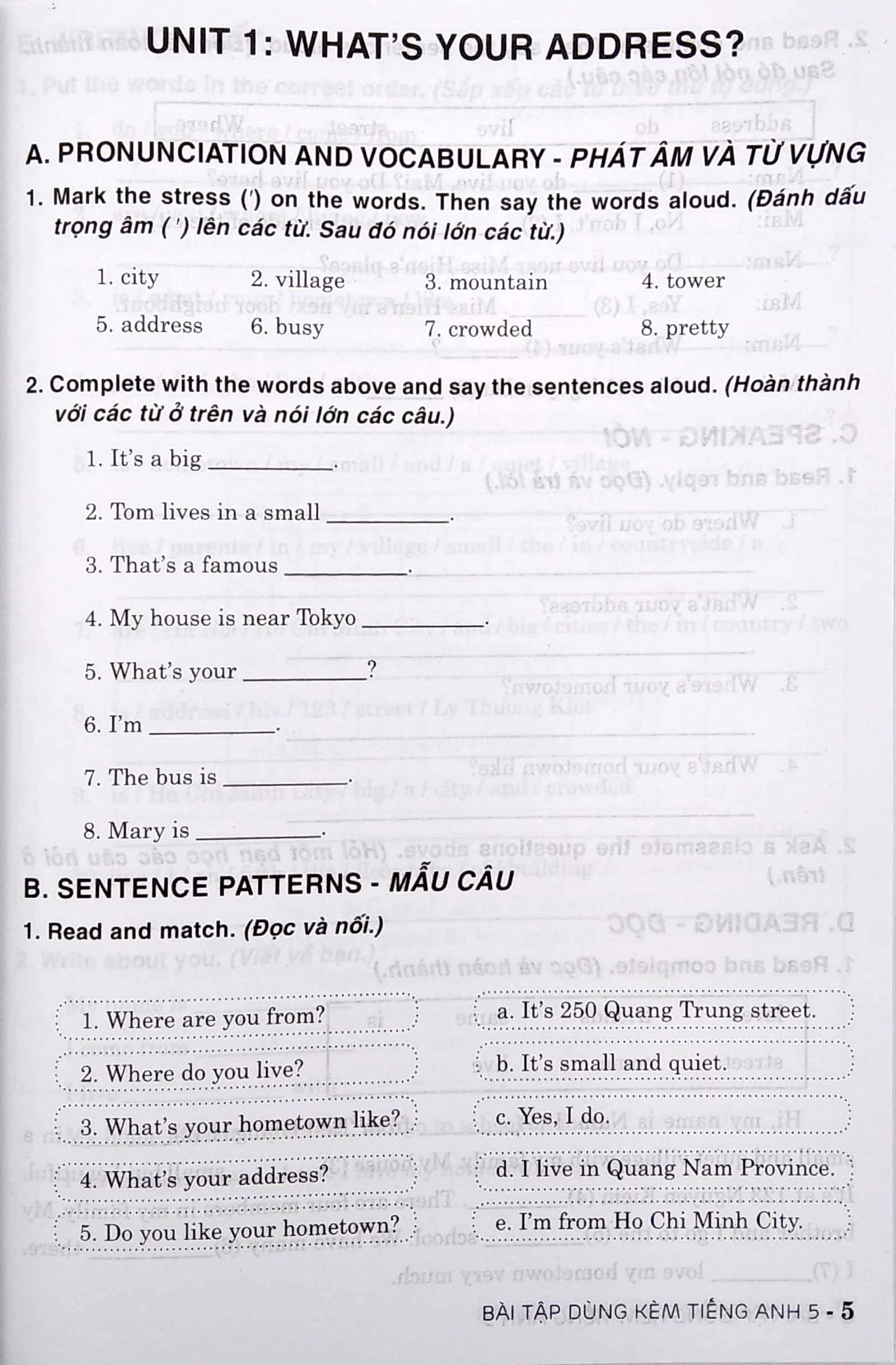 bài tập dùng kèm tiếng anh 5 - biên soạn theo chương trình mới - Ảnh 5