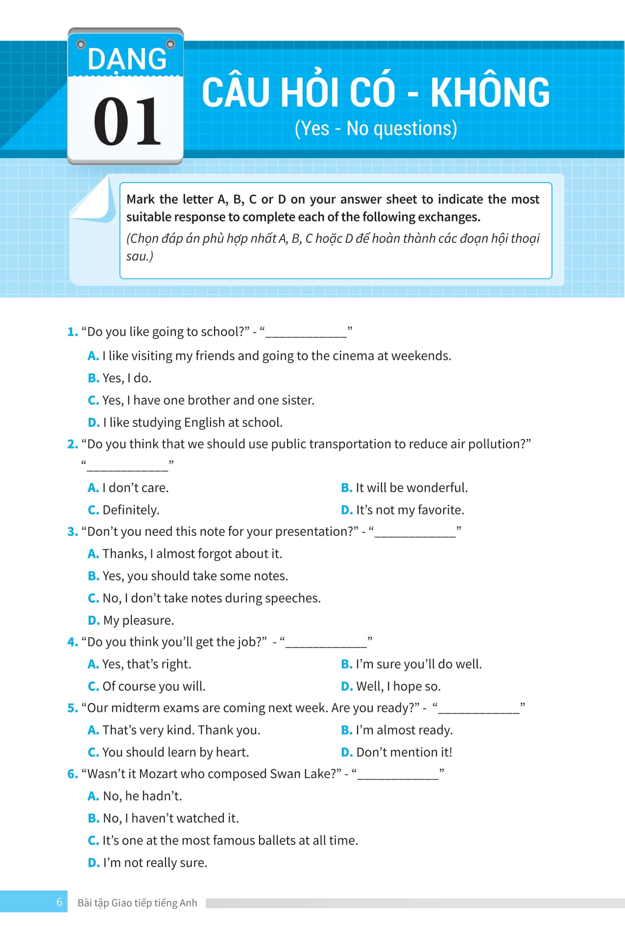 bài tập giao tiếp tiếng anh - ôn thi vào lớp 10 và 10 chuyên - Ảnh 7
