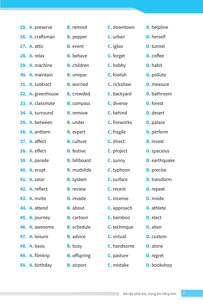 bài tập phát âm trọng âm tiếng anh - ôn thi vào lớp 10 và 10 chuyên - Ảnh 9