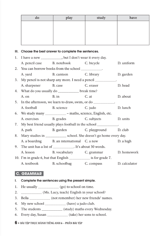 bài tập thực hành tiếng anh 6 (không đáp án) - dùng kèm sgk tiếng anh 6 global success (2022) - Ảnh 6
