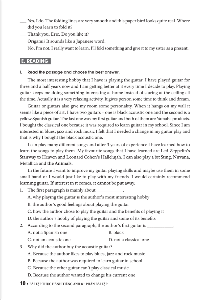 bài tập thực hành tiếng anh 8 theo chương trình mới của bộ giáo dục và đào tạo (không đáp án) - 2020 - Ảnh 10