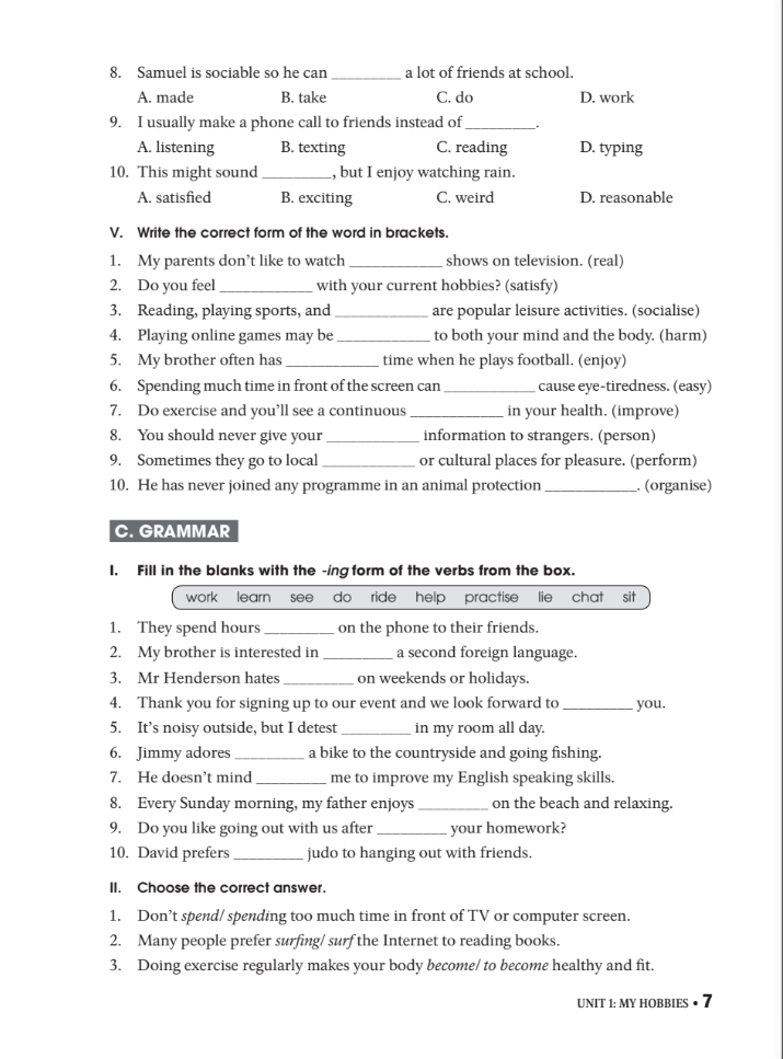 bài tập thực hành tiếng anh 8 theo chương trình mới của bộ giáo dục và đào tạo (không đáp án) - 2020 - Ảnh 7