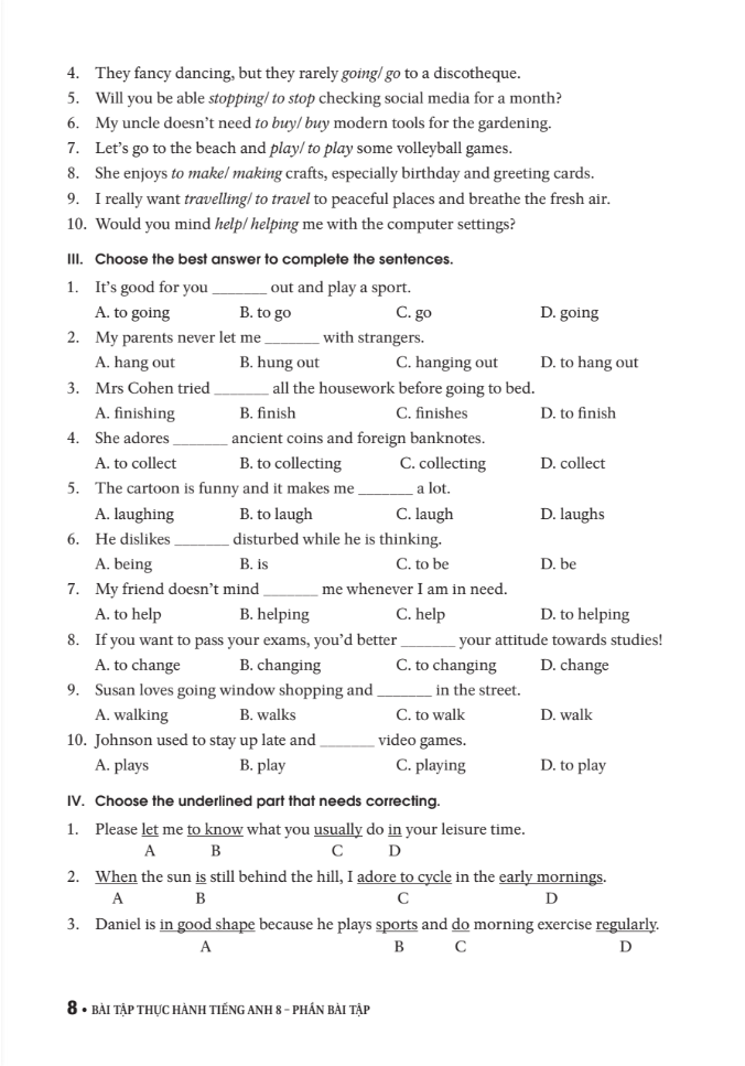 bài tập thực hành tiếng anh 8 theo chương trình mới của bộ giáo dục và đào tạo (không đáp án) - 2020 - Ảnh 8