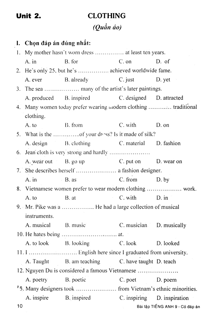 bài tập tiếng anh 9 (có đáp án) - Ảnh 11