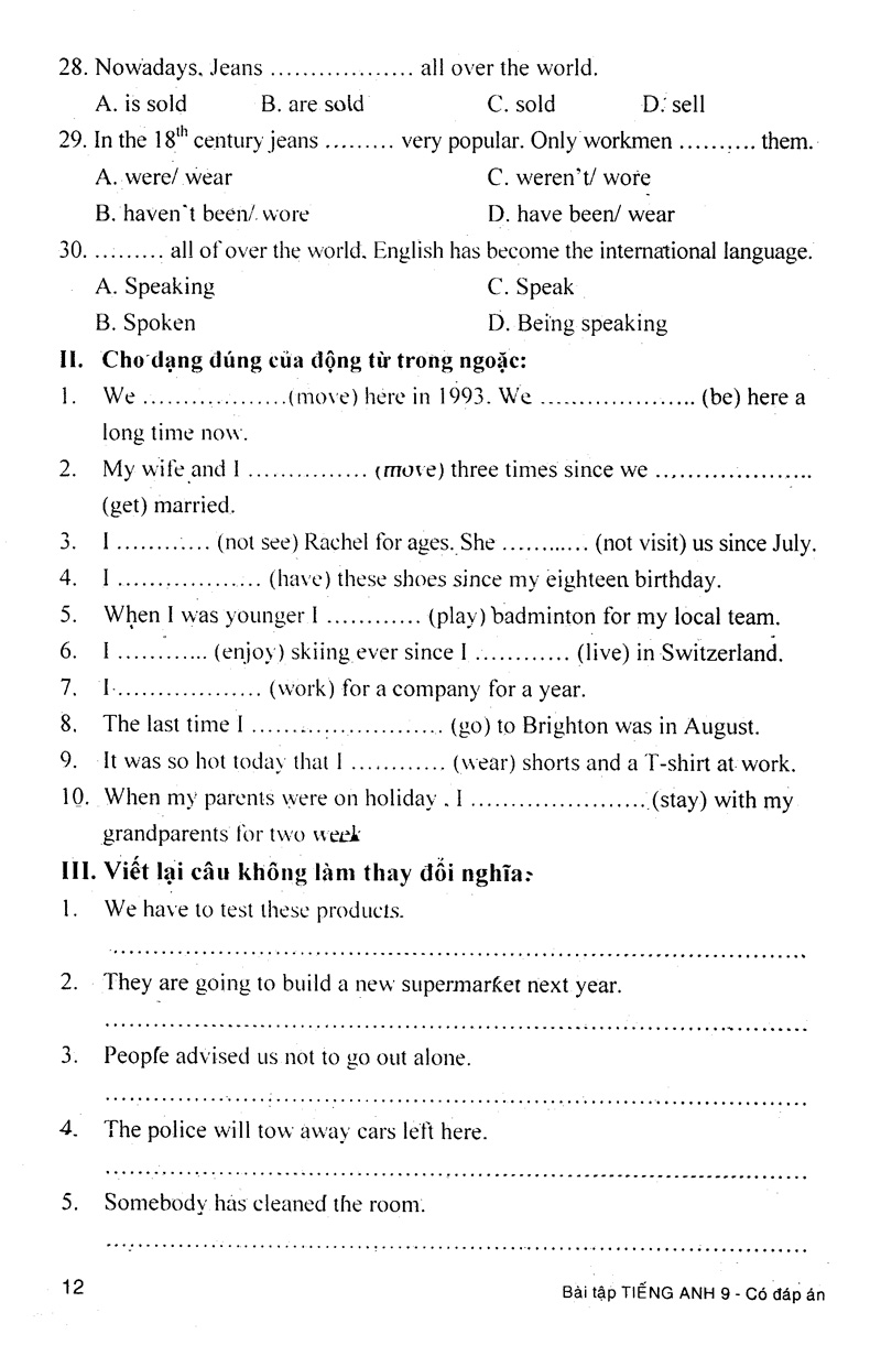 bài tập tiếng anh 9 (có đáp án) - Ảnh 13