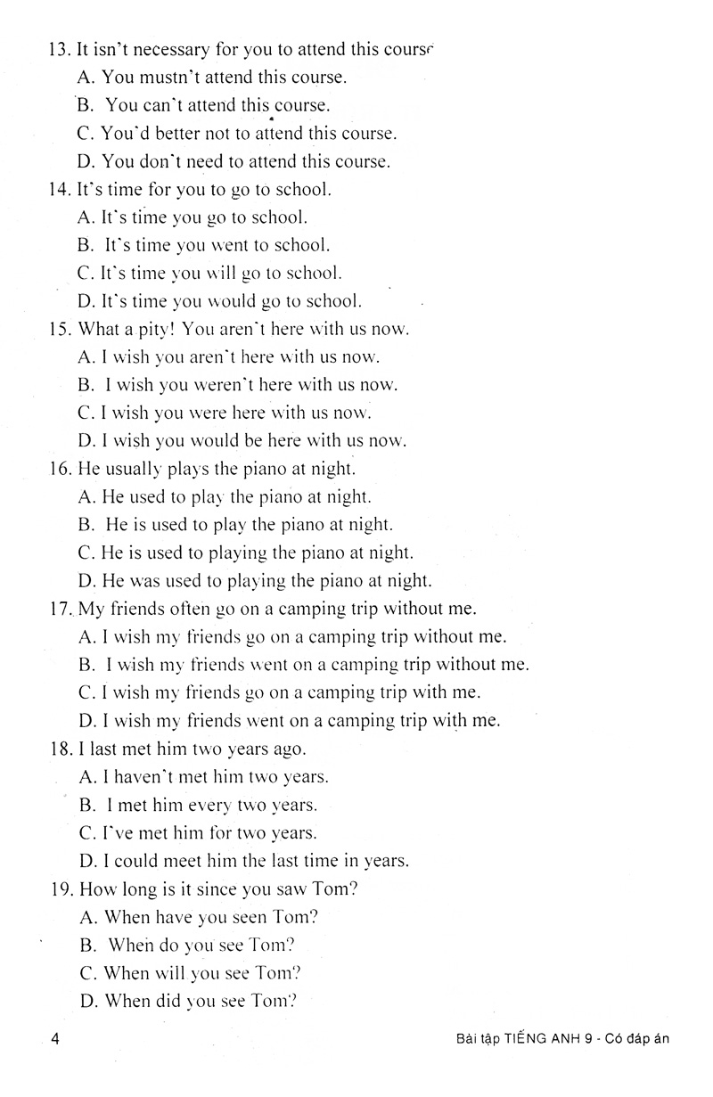 bài tập tiếng anh 9 (có đáp án) - Ảnh 5
