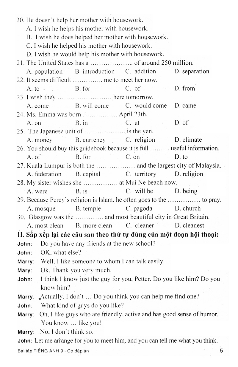 bài tập tiếng anh 9 (có đáp án) - Ảnh 6