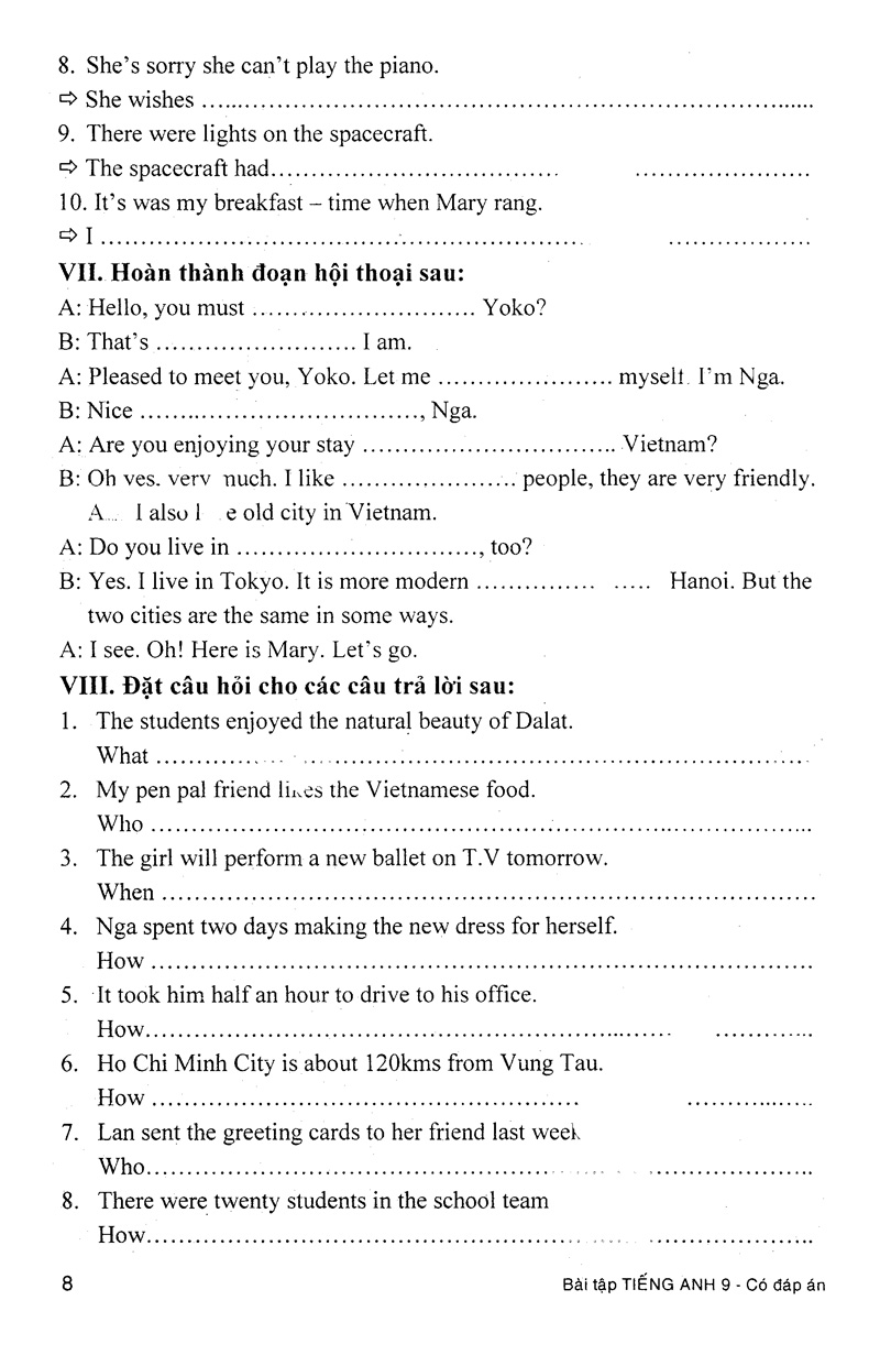 bài tập tiếng anh 9 (có đáp án) - Ảnh 9