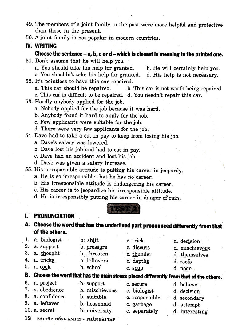 bài tập tiếng anh lớp 12 - không đáp án - Ảnh 10