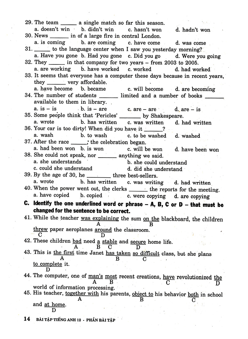 bài tập tiếng anh lớp 12 - không đáp án - Ảnh 12