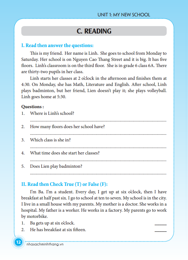 bài tập tiếng anh lớp 6 (không đáp án) (sách màu) - Ảnh 10