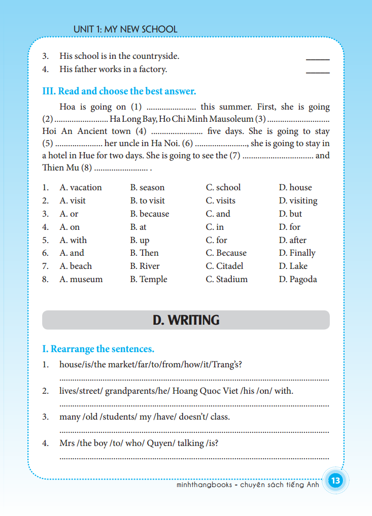 bài tập tiếng anh lớp 6 (không đáp án) (sách màu) - Ảnh 11