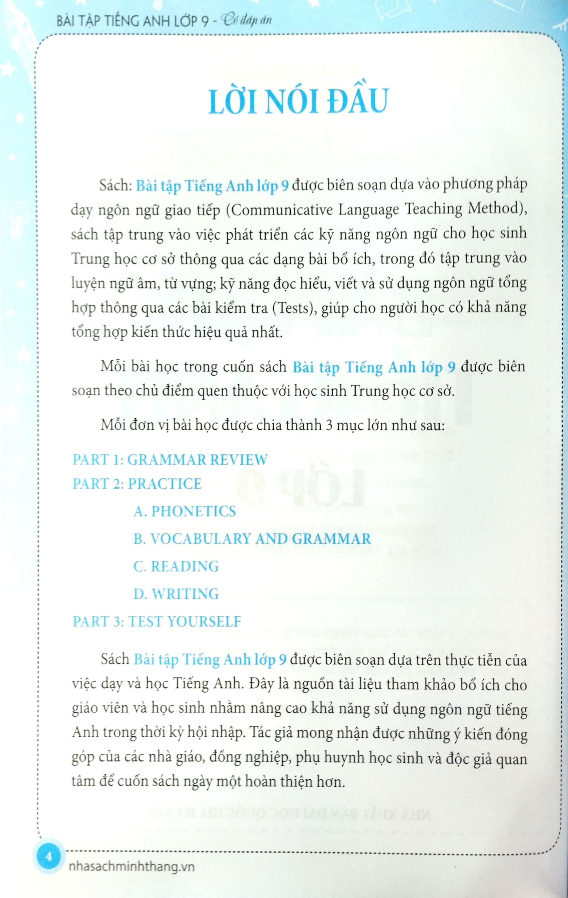 bài tập tiếng anh lớp 9 - có đáp án (tái bản) - Ảnh 4