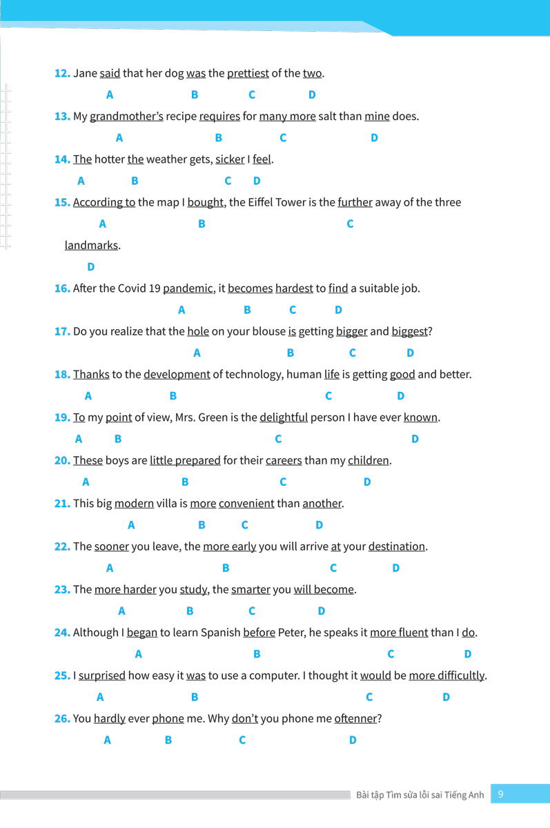 bài tập tìm sửa lỗi sai tiếng anh (ôn thi vào lớp 10 và 10 chuyên) - Ảnh 11
