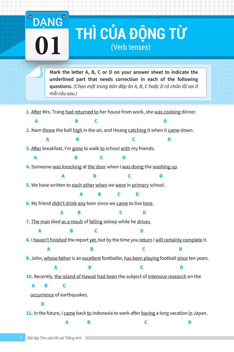 bài tập tìm sửa lỗi sai tiếng anh (ôn thi vào lớp 10 và 10 chuyên) - Ảnh 6