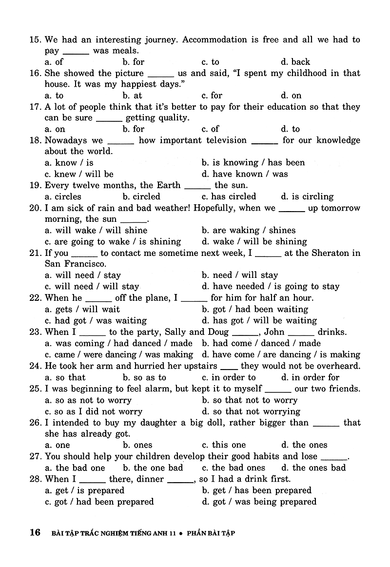 bài tập trắc nghiệm tiếng anh 11 (không đáp án) (tái bản 2018) - Ảnh 16