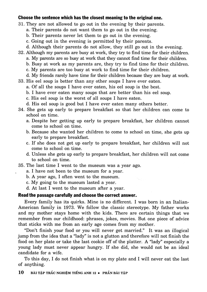 bài tập trắc nghiệm tiếng anh 12 (không đáp án) (tái bản 2018) - Ảnh 9