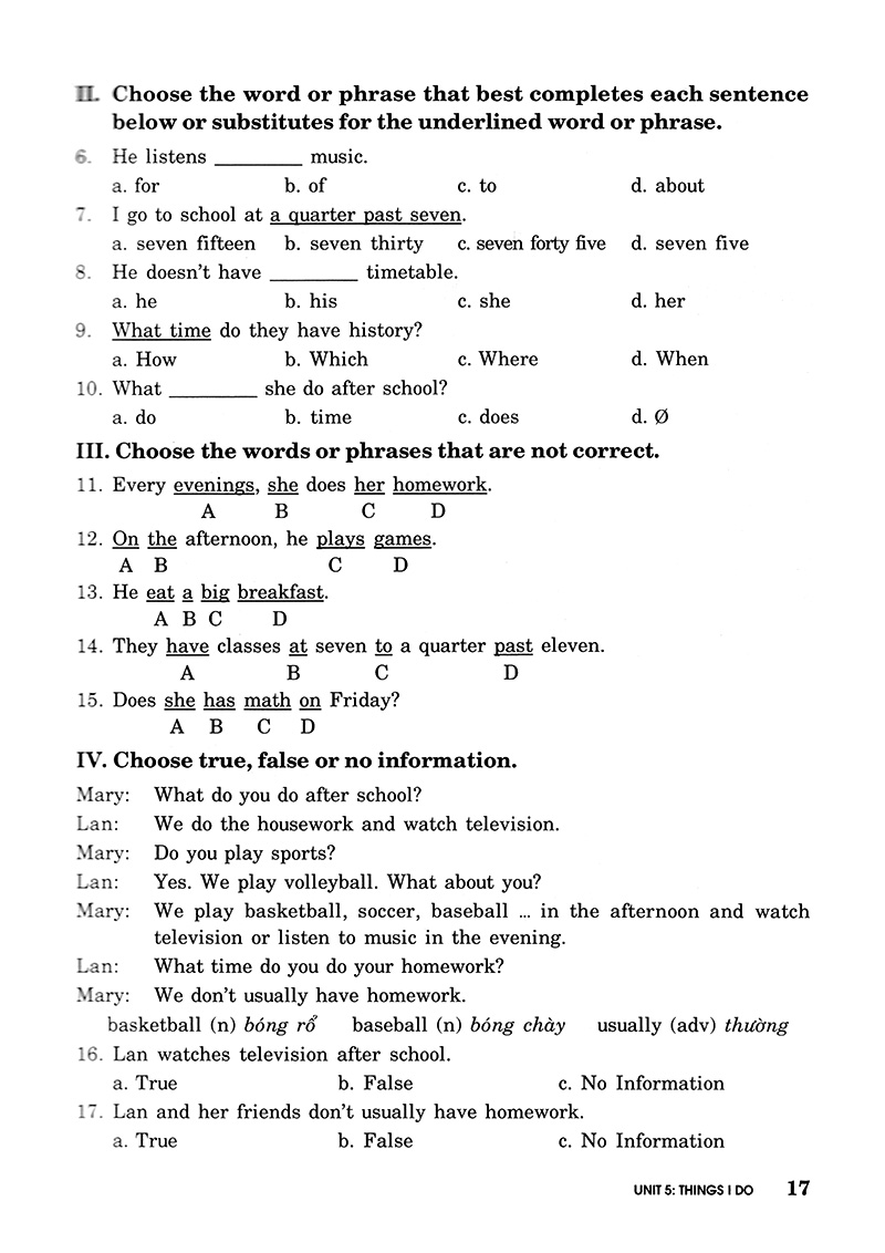Bài Tập Trắc Nghiệm Tiếng Anh 6 (Không Đáp Án) (Tái Bản 2018) - Ảnh 15