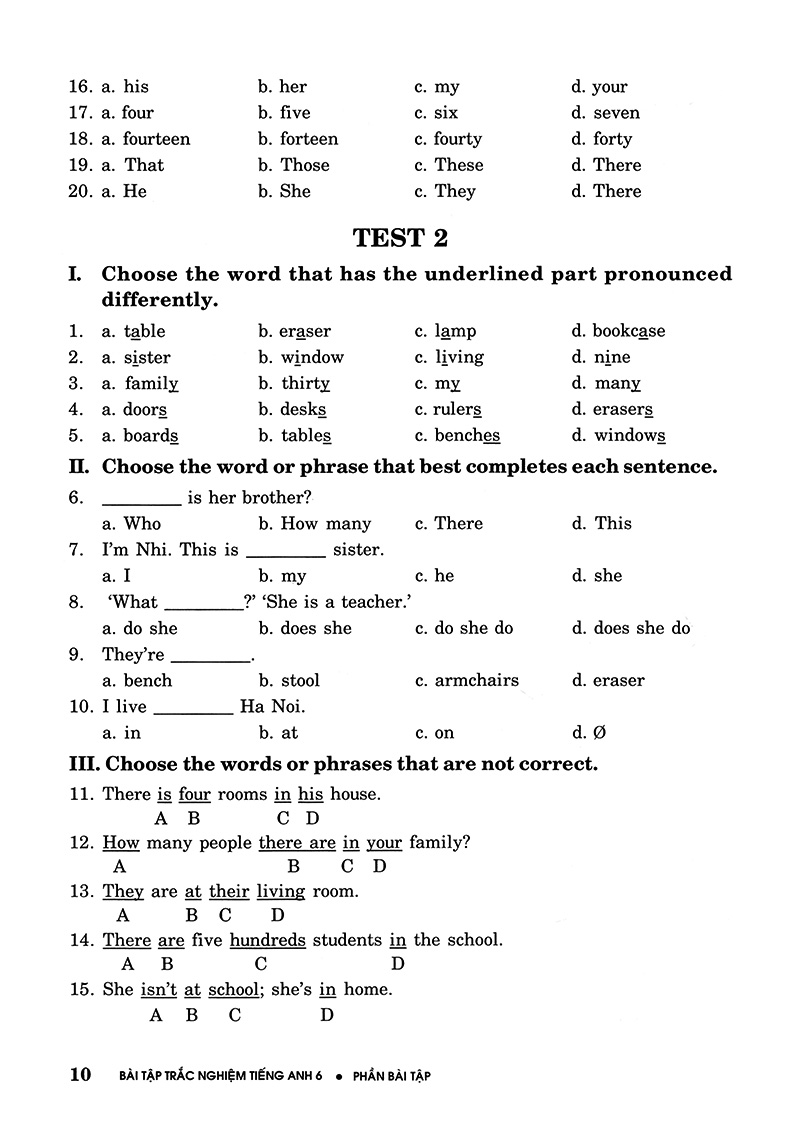 Bài Tập Trắc Nghiệm Tiếng Anh 6 (Không Đáp Án) (Tái Bản 2018) - Ảnh 8