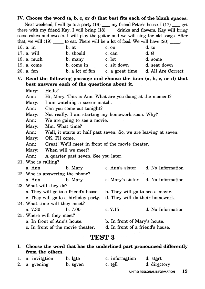 bài tập trắc nghiệm tiếng anh 7 (không đáp án) (tái bản 2018) - Ảnh 13