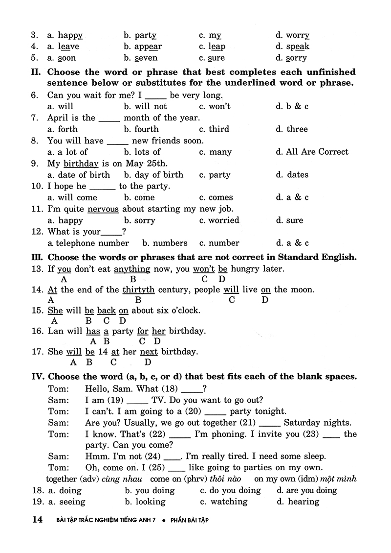 bài tập trắc nghiệm tiếng anh 7 (không đáp án) (tái bản 2018) - Ảnh 14