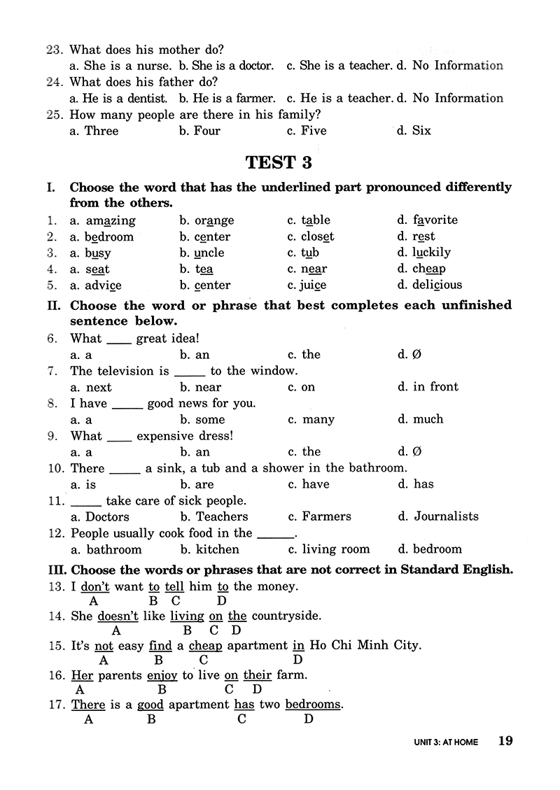 bài tập trắc nghiệm tiếng anh 7 (không đáp án) (tái bản 2018) - Ảnh 19
