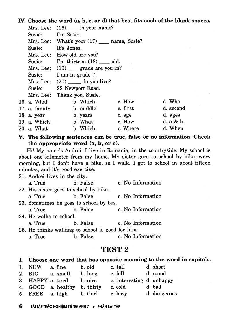 bài tập trắc nghiệm tiếng anh 7 (không đáp án) (tái bản 2018) - Ảnh 6