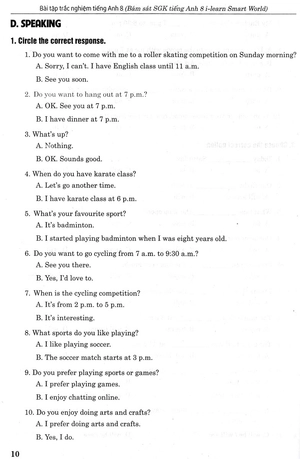 bài tập trắc nghiệm tiếng anh 8 - có đáp án (bám sát sgk cánh diều - i-learn smart world) - Ảnh 11