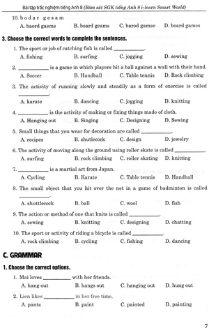 bài tập trắc nghiệm tiếng anh 8 - có đáp án (bám sát sgk cánh diều - i-learn smart world) - Ảnh 8